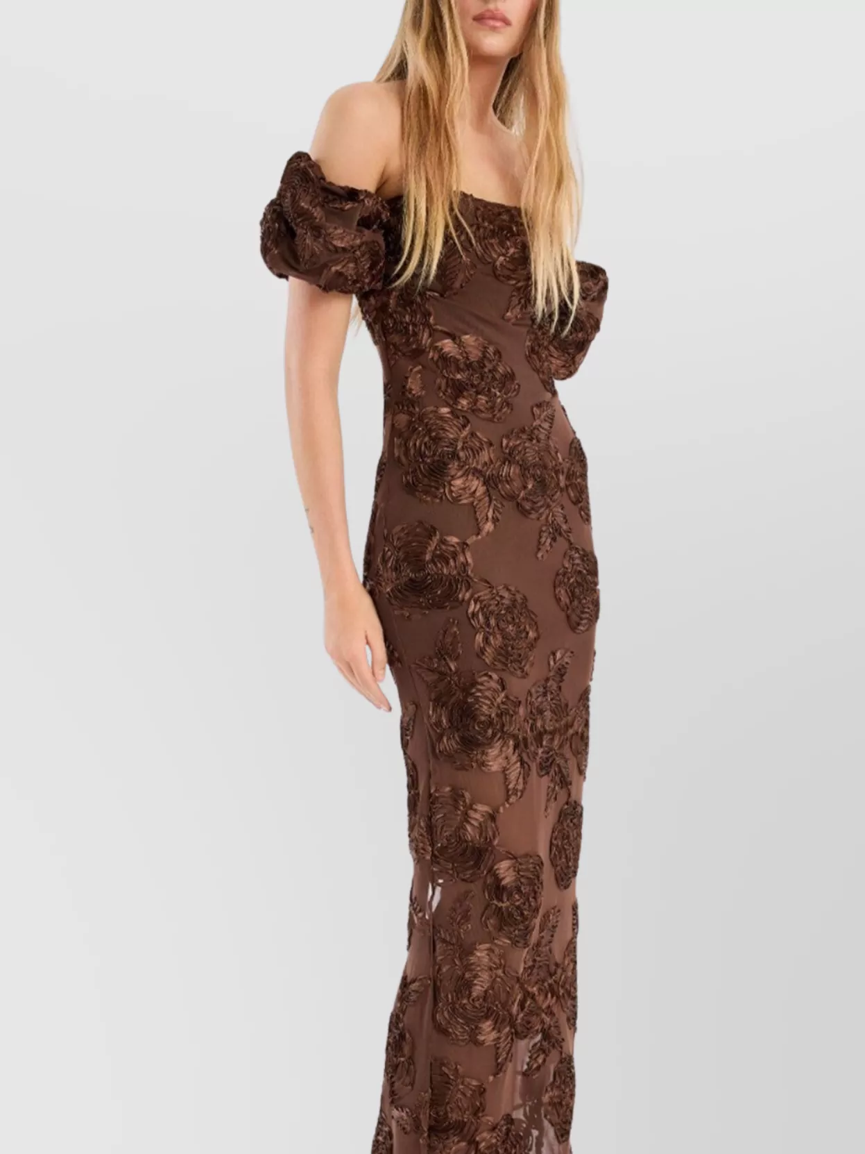 Rotate Floral Off-The-Shoulder Dress Puff Sleeves