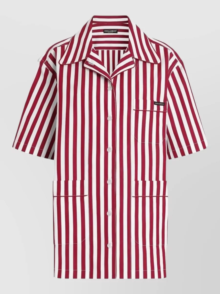 Dolce&Gabbana cotton silk striped oversized short-sleeve shirt