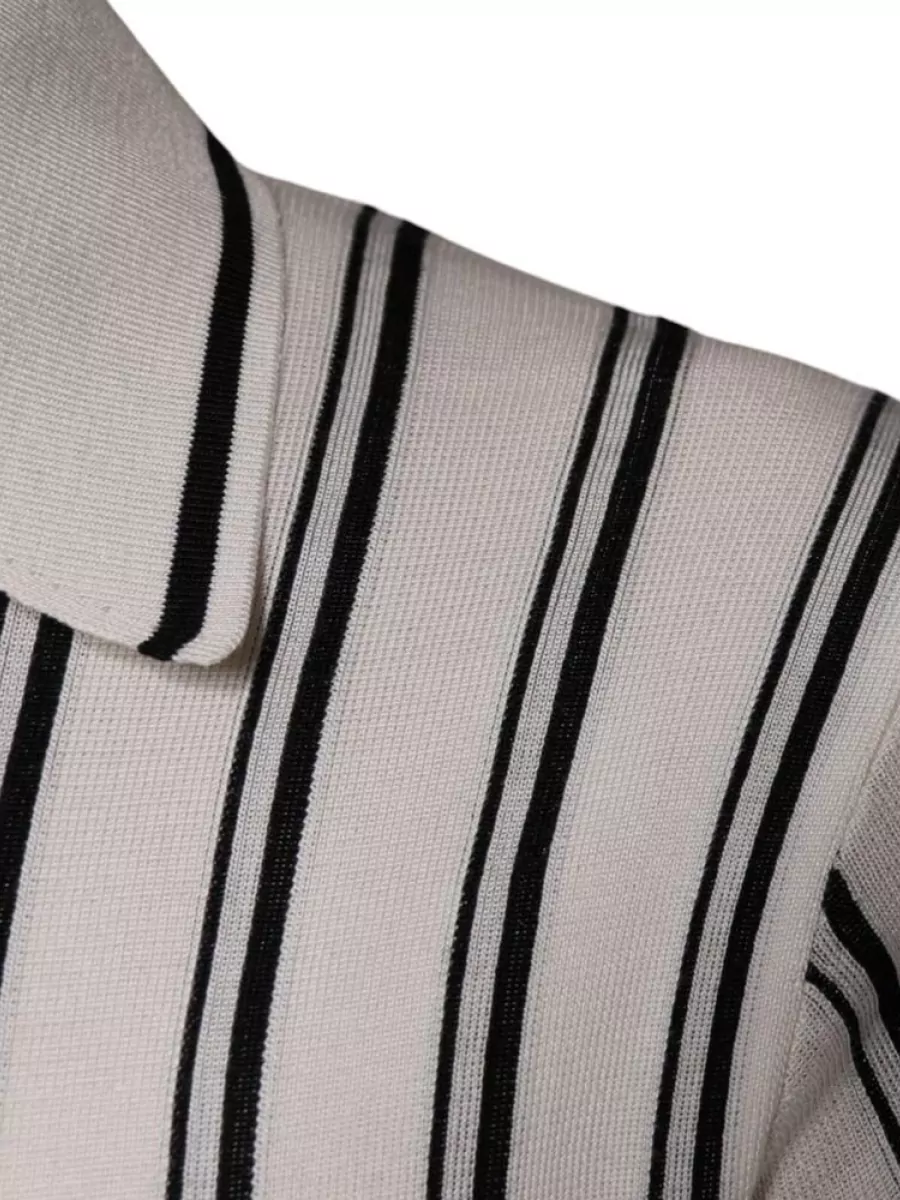 Dolce&Gabbana Silk Striped Short-Sleeve Polo Shirt
