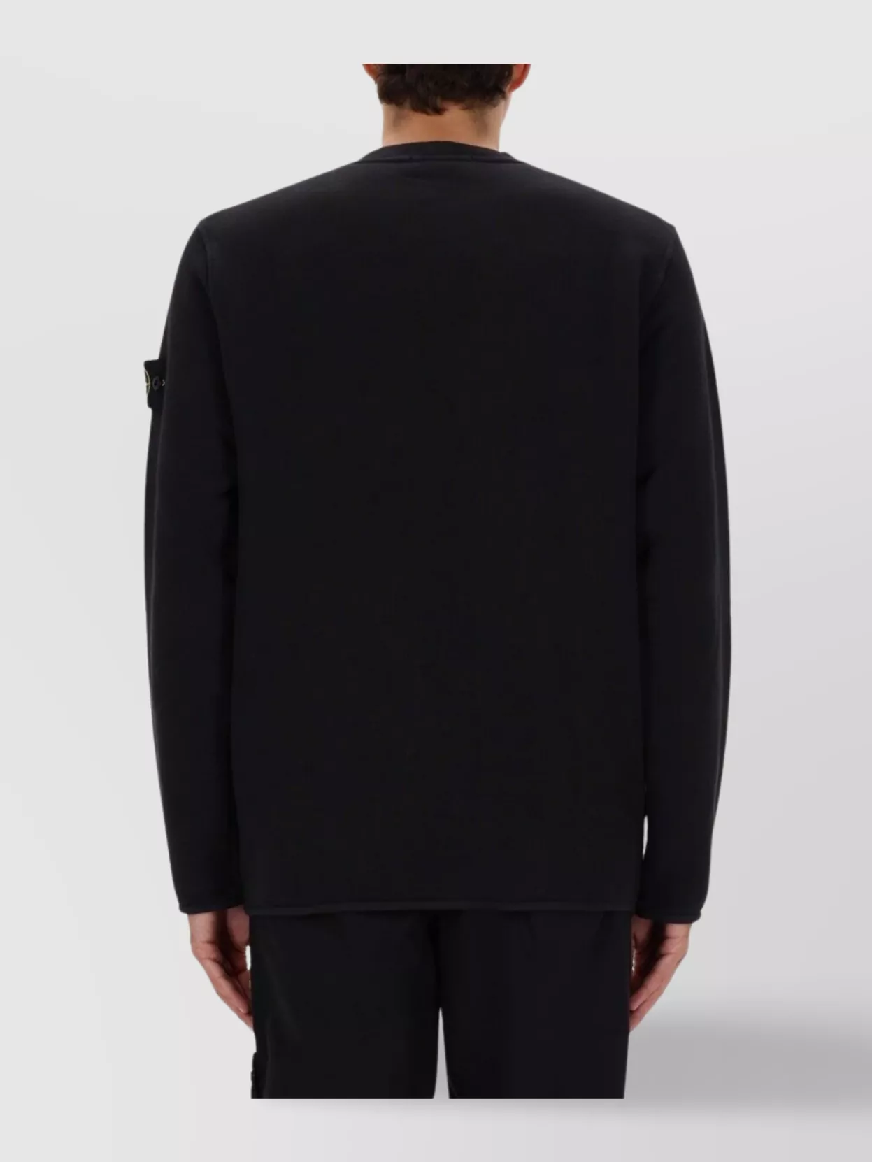 Stone Island Ribbed Hem Long Sleeve Crew Neck Sweater