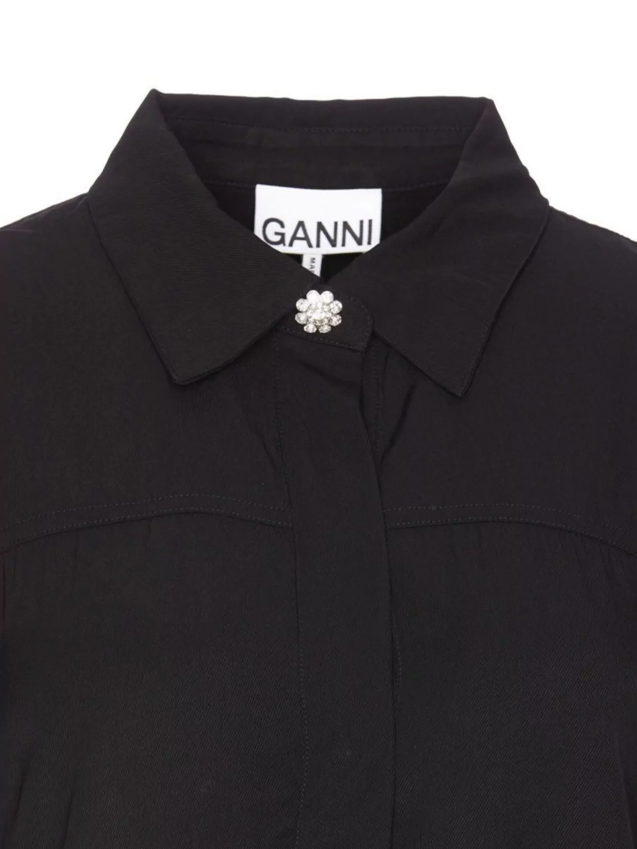 Ganni Mini Dress With Button Detail And Jewelled Collar