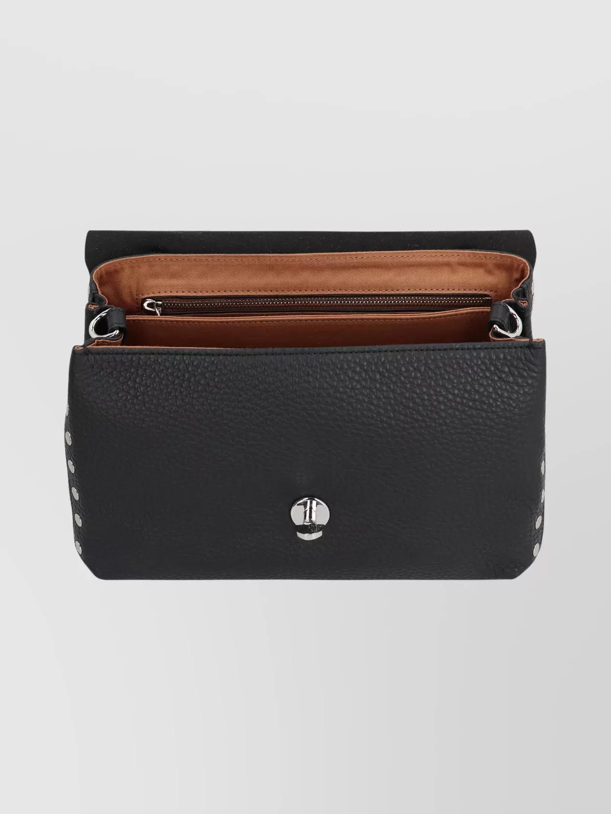 Zanellato Leather Crossbody Bag Featuring Studs