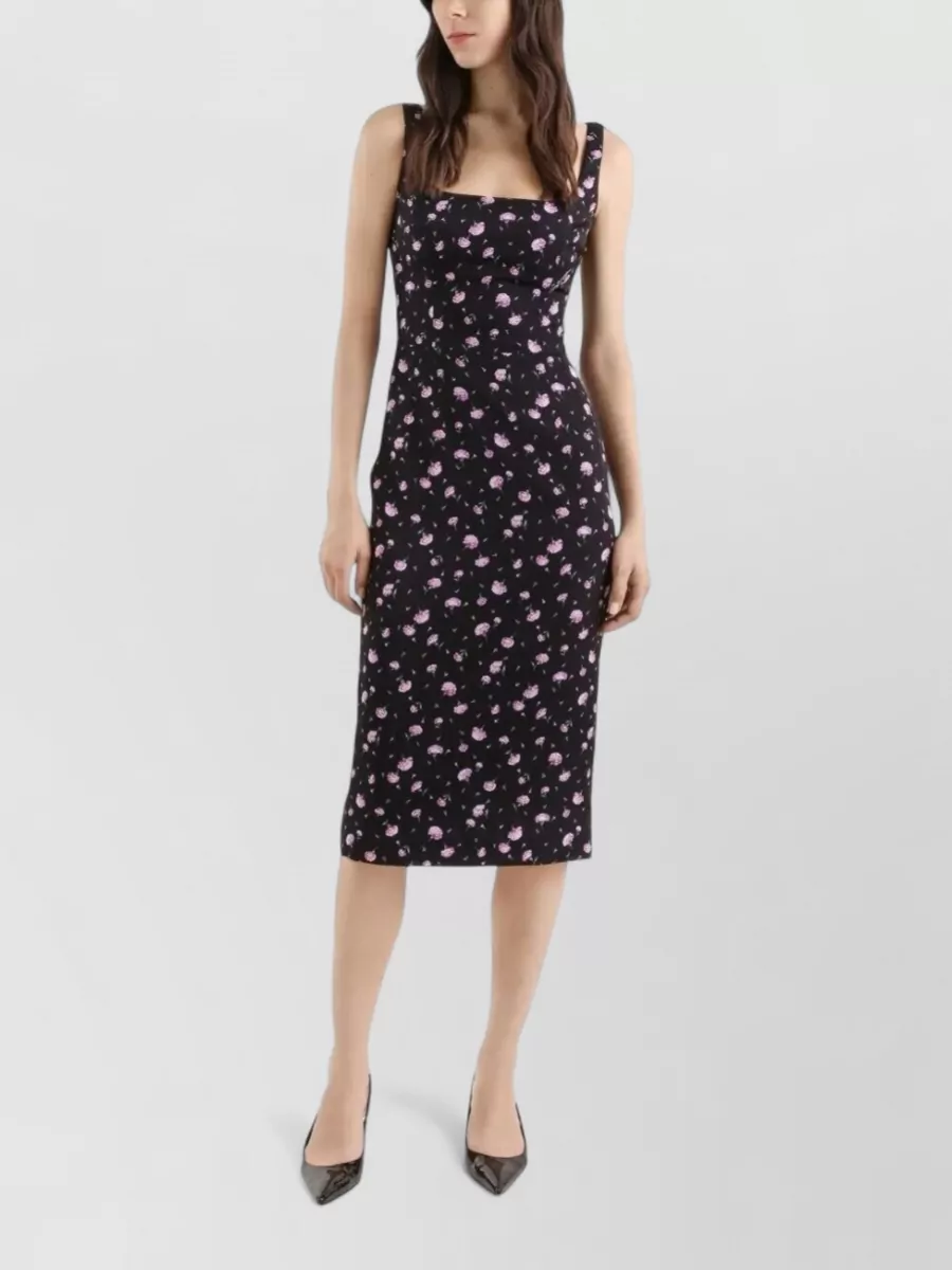 Dolce&Gabbana Silk Floral-Print Midi Sheath Dress