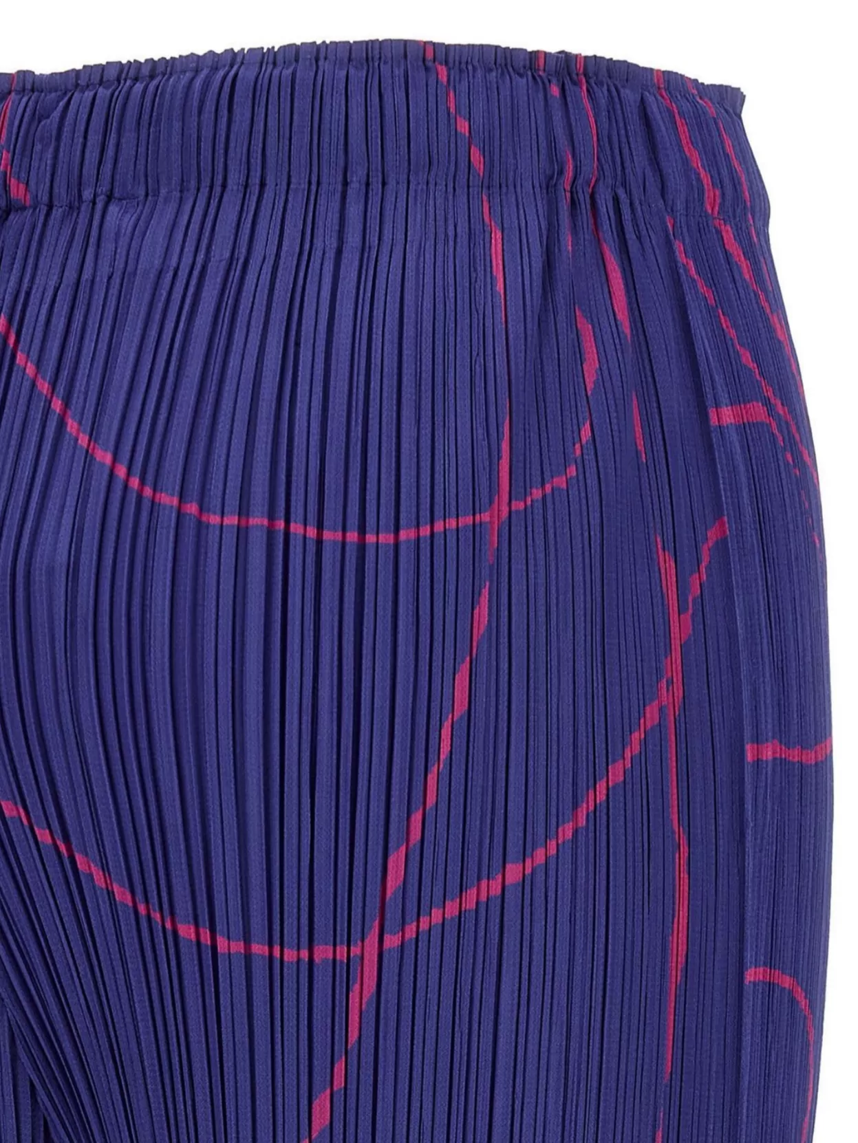 Pleats Please Issey Miyake Abstract Pattern Trousers Elastic Waistband