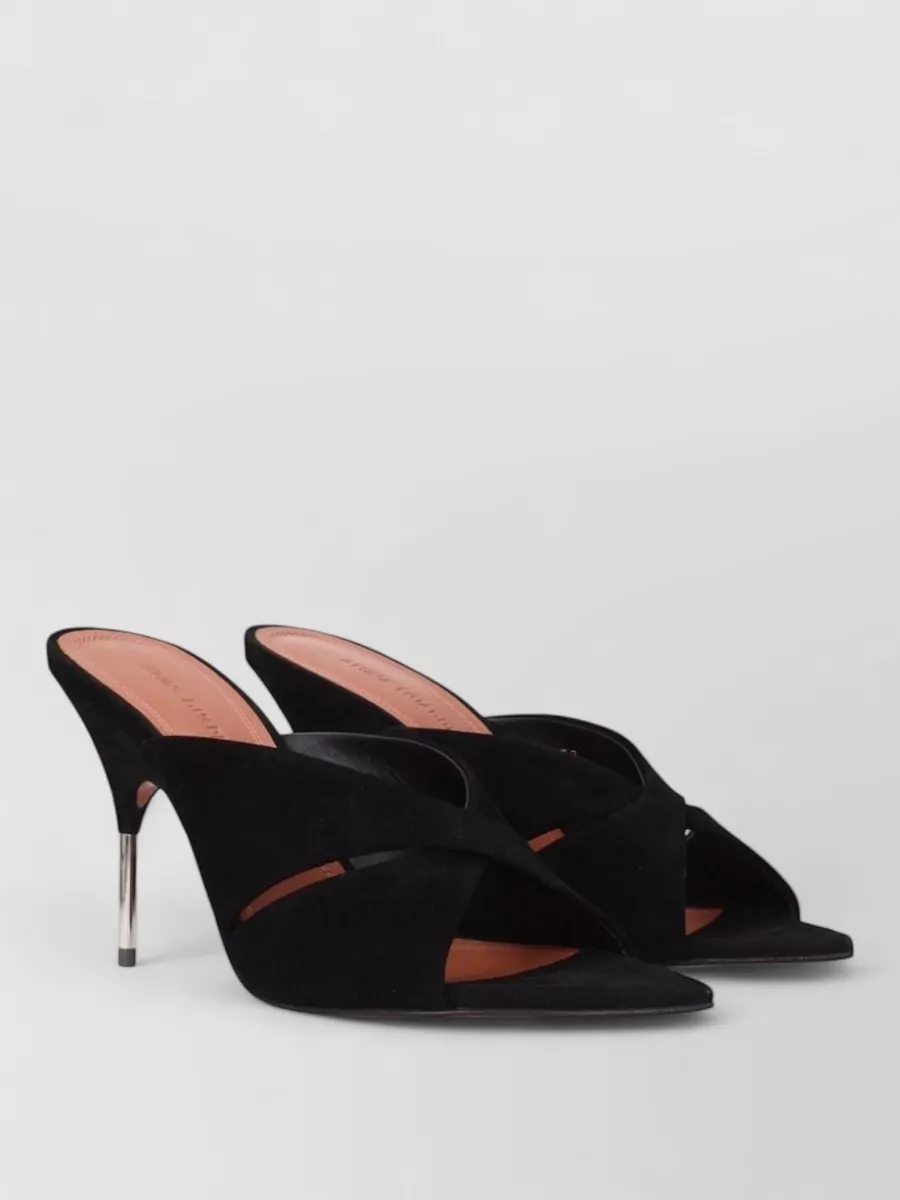 Amina Muaddi Leather Stiletto-Heel Mules