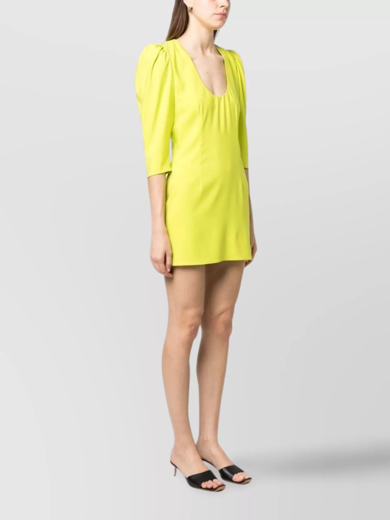 Dsquared2 Mini Dress With Puff Sleeves And Scoop Neck In Green