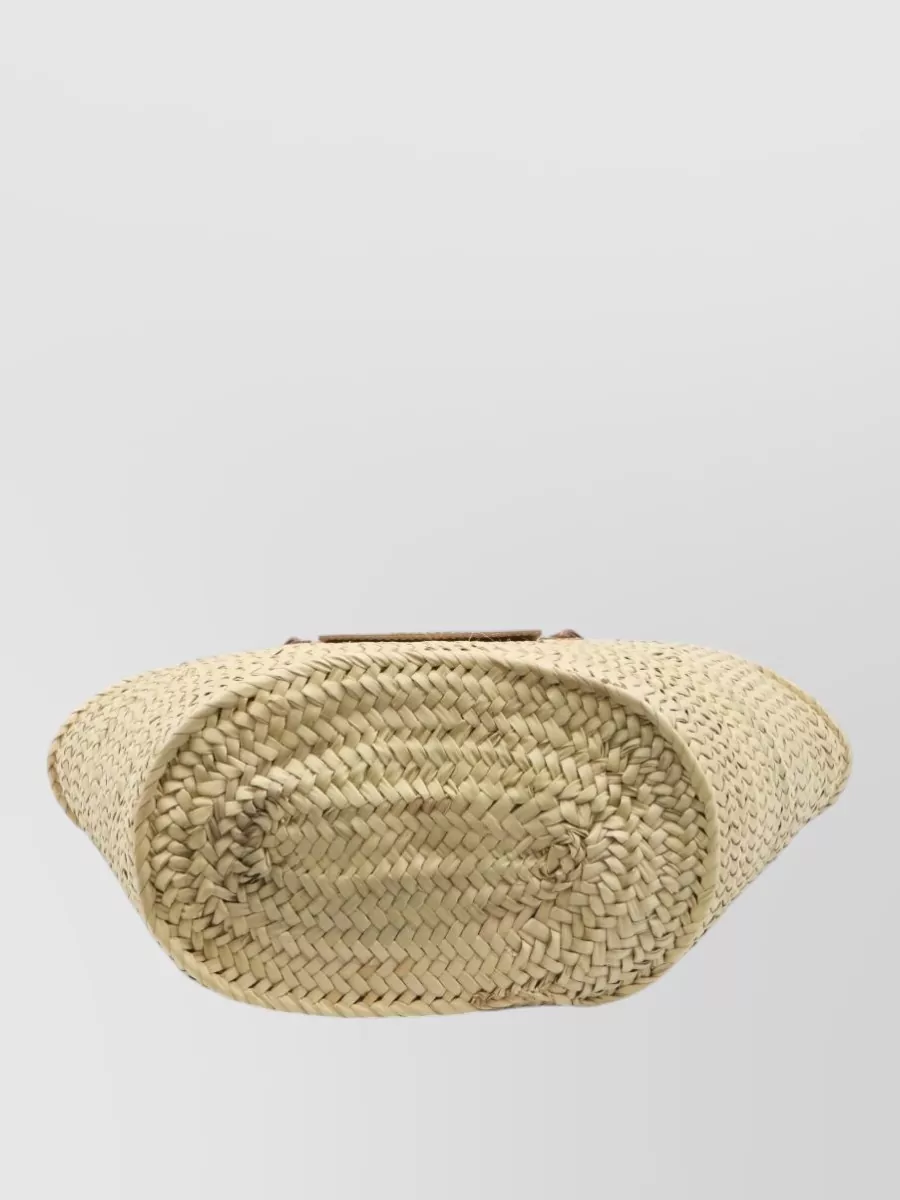 Jacquemus Soli Raffia Basket Tote Bag Leather