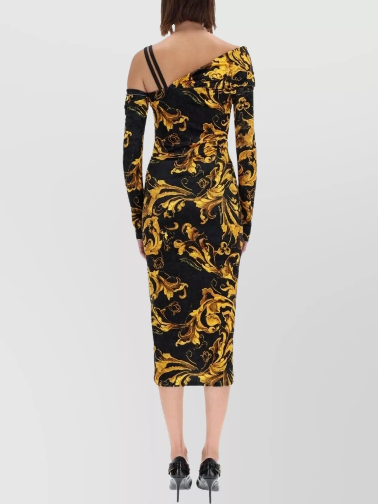 Versace Jeans Couture Asymmetric One Shoulder Long Sleeve Dress