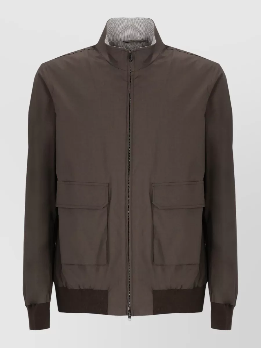 Herno cotton high-neck long-sleeve single-breasted jacket