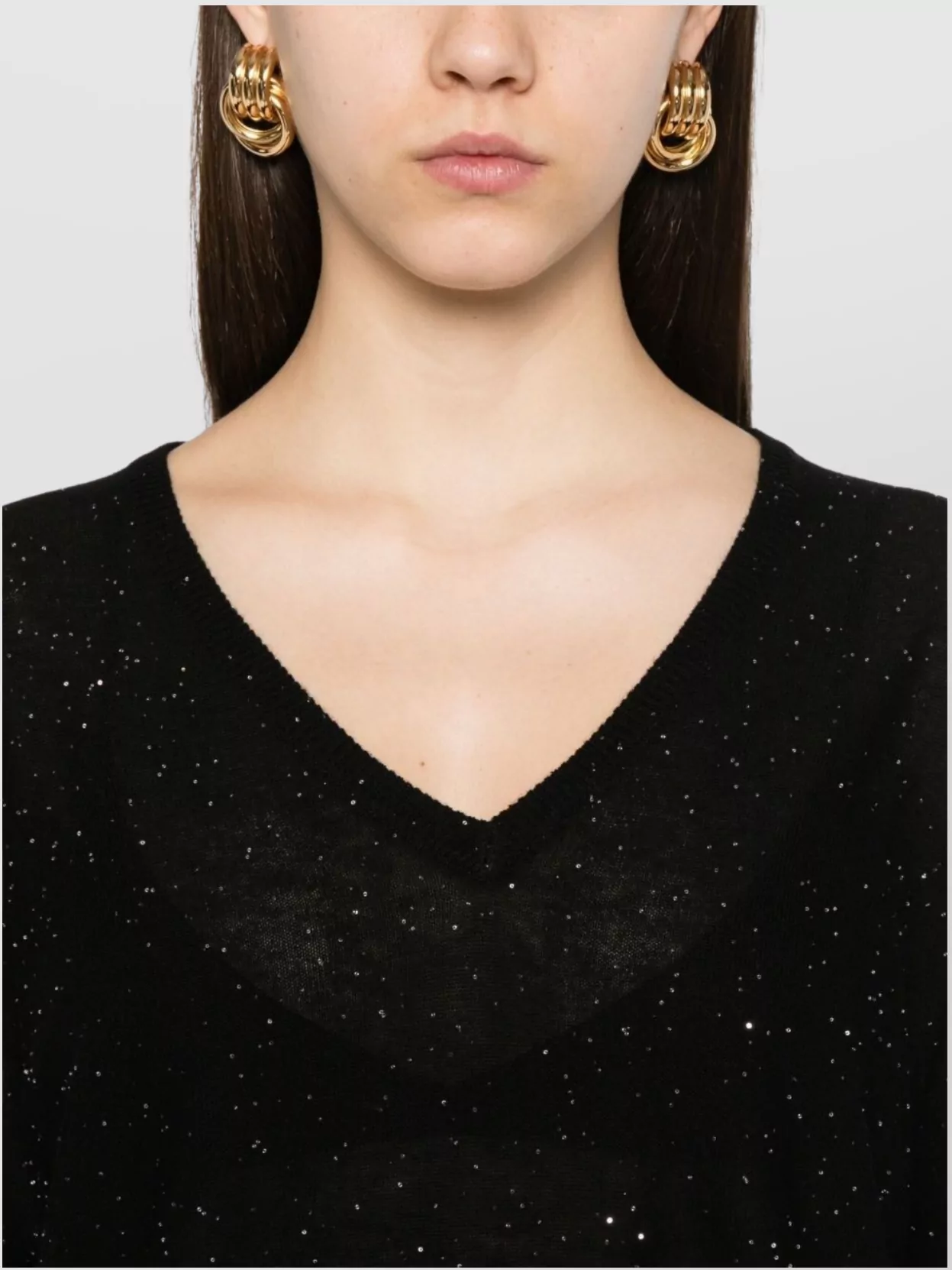 Fabiana Filippi V-Neck Wool Sweater Sparkling Detail