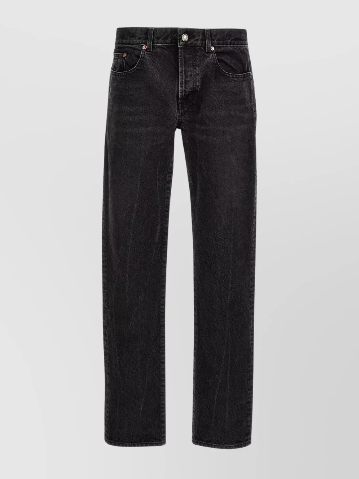 Saint Laurent Slim Fit Straight Leg Jeans With Five Pockets In Black