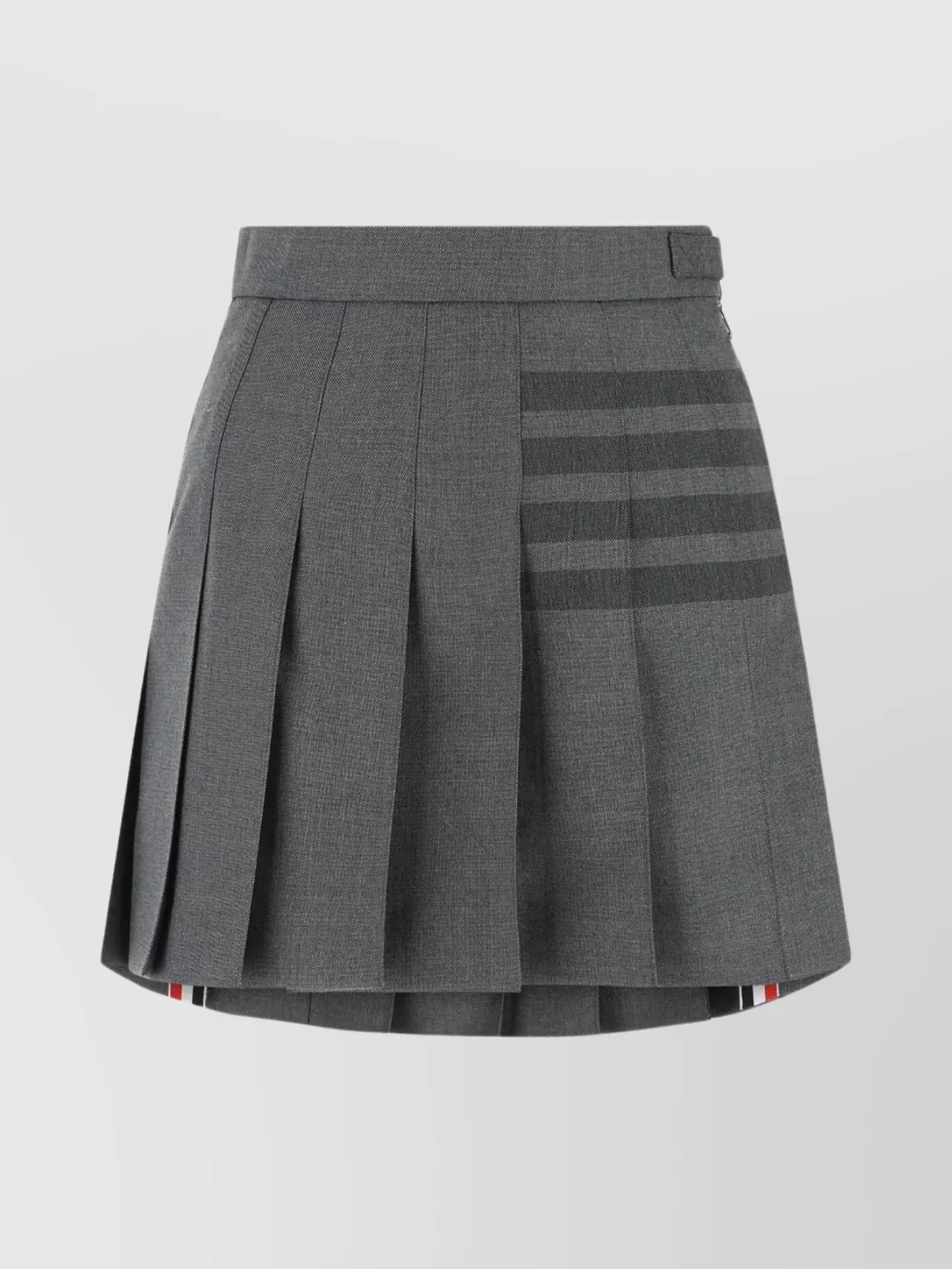 Shop Thom Browne Mini Skirt Wool And Polyester Pleated Striped