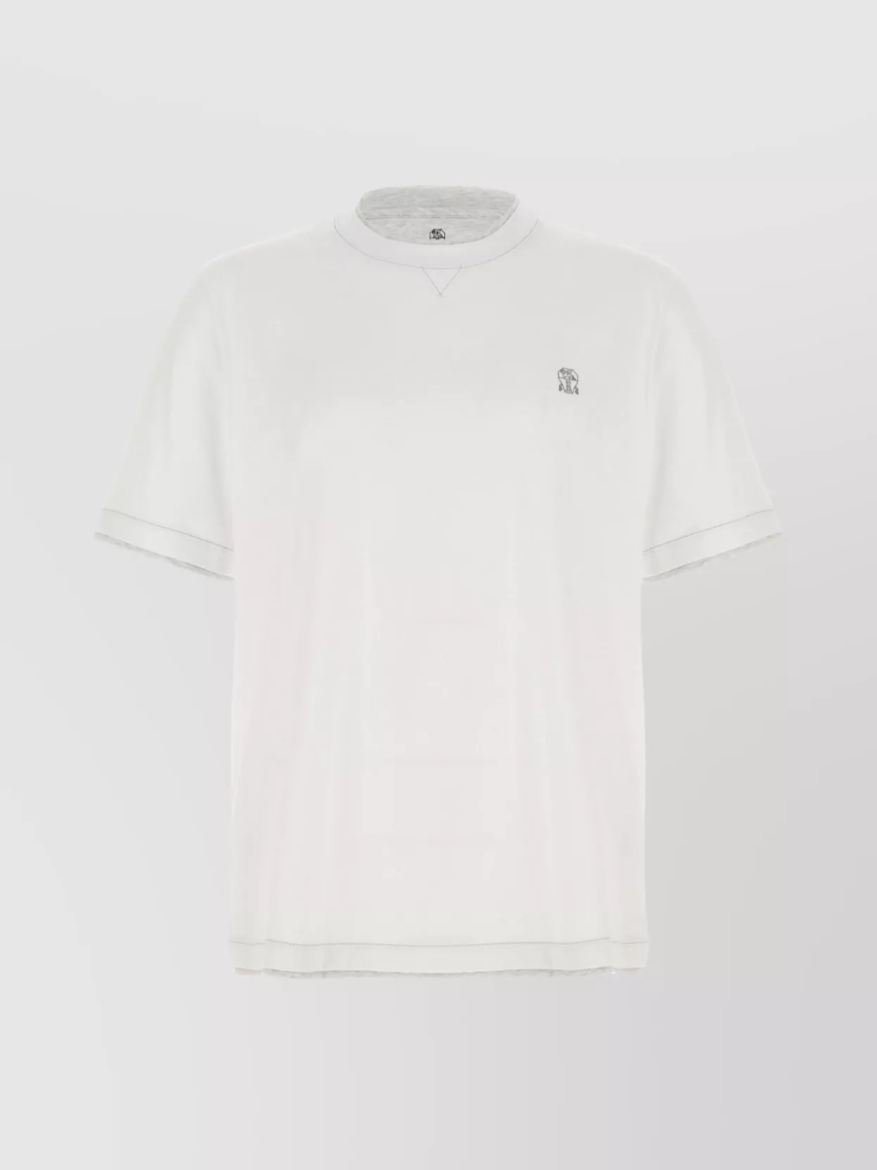 Brunello Cucinelli Short sleeve crew neck t-shirt with stitch detailing