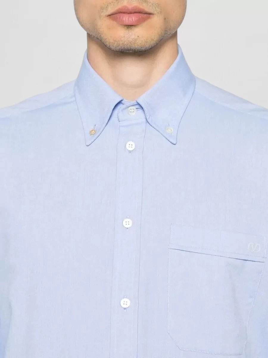Valentino Garavani Cotton Oxford Shirt Featuring Vlogo Embroidery