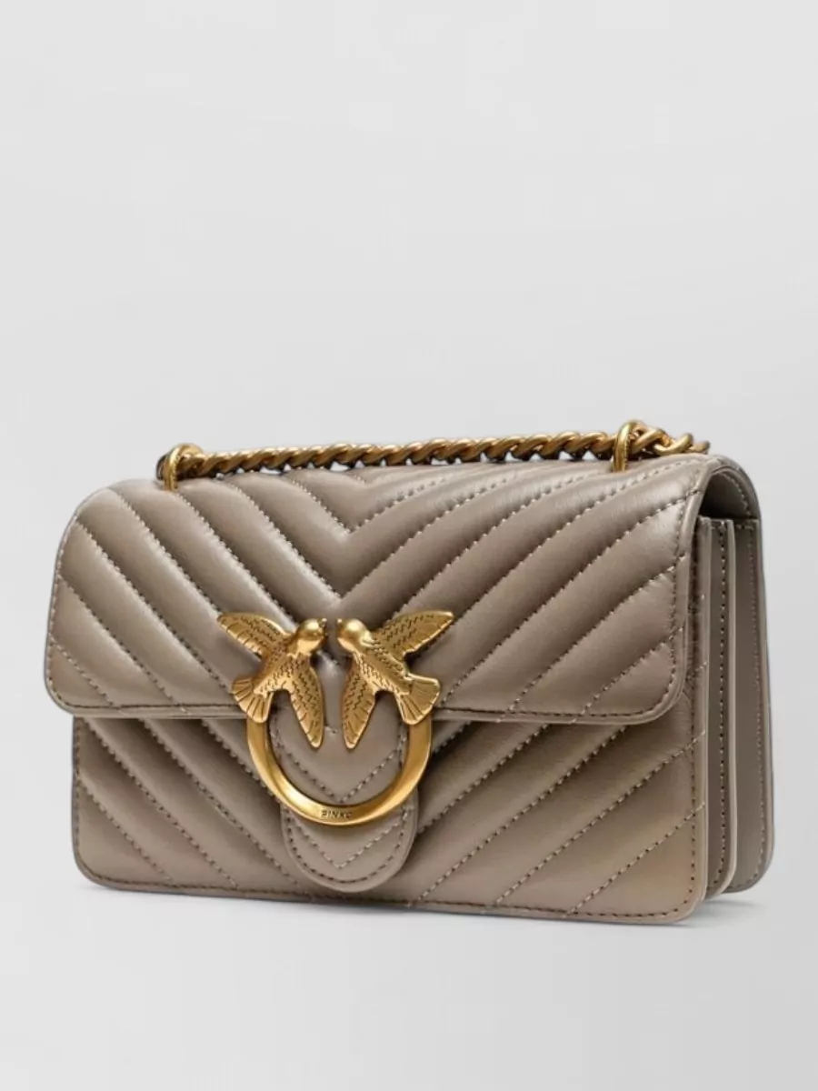 Pinko Love Bag One Mini Leather Quilted Clutch Bag