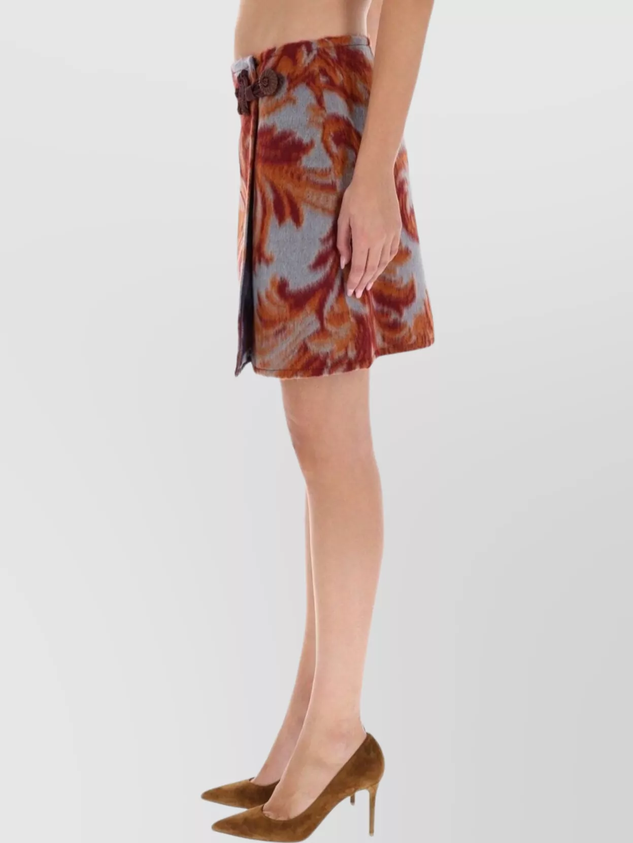 Etro Floral Wrap Mini Skirt Decorative Button In Multi