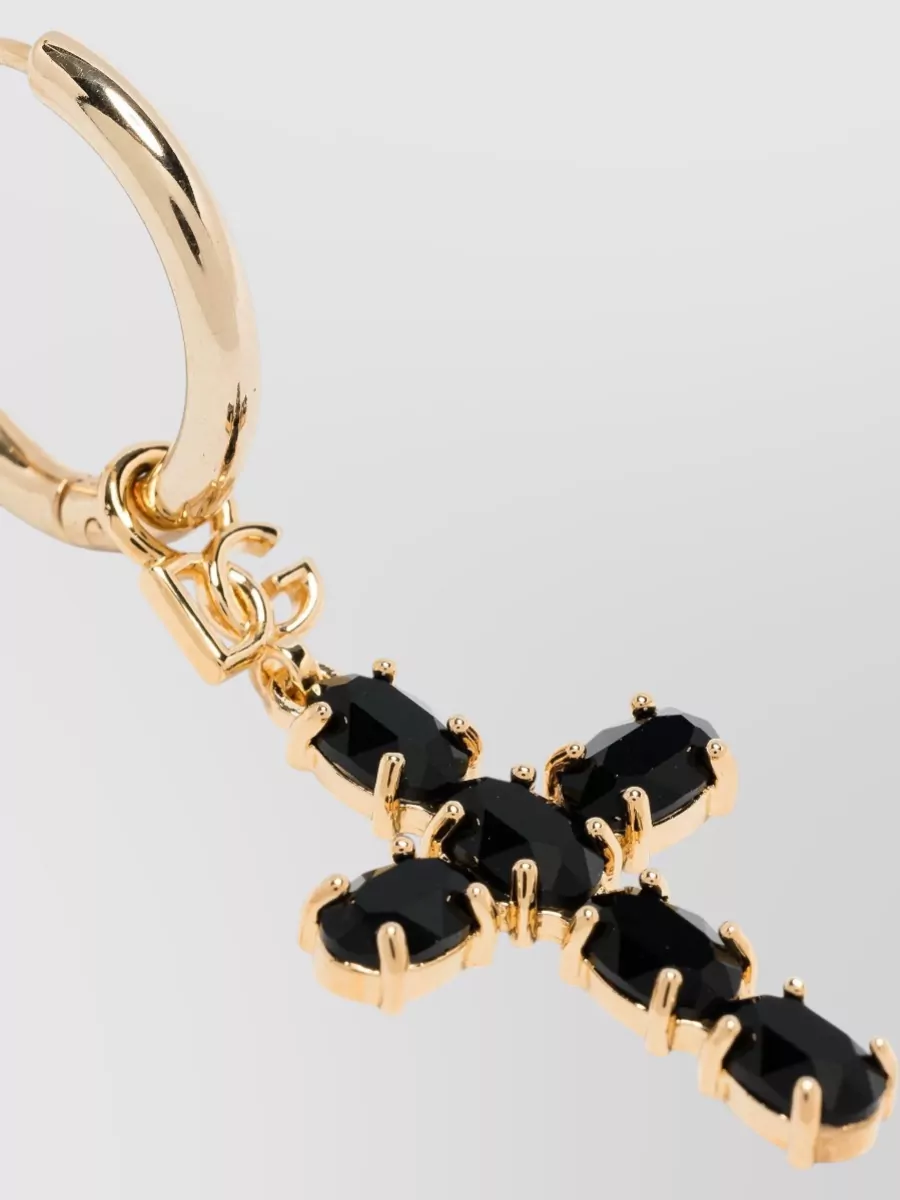 Dolce&Gabbana Rhinestone Cross Pendant Hoop Earrings