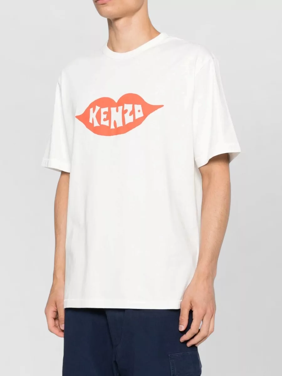Kenzo Graphic Print Round Neck Short Sleeve T-shirt In Metallic