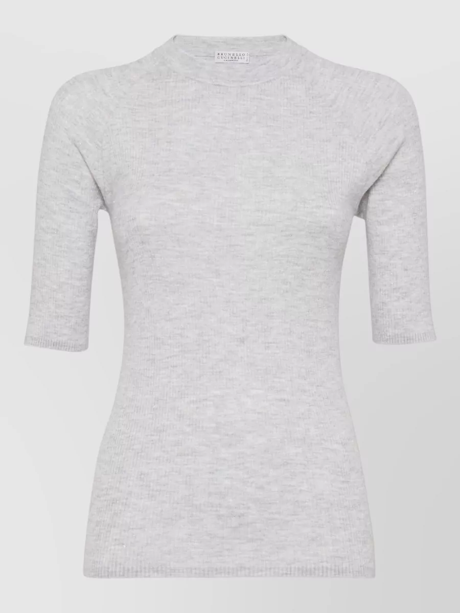 Brunello Cucinelli cashmere ribbed slim-fit 3/4-sleeve sweater