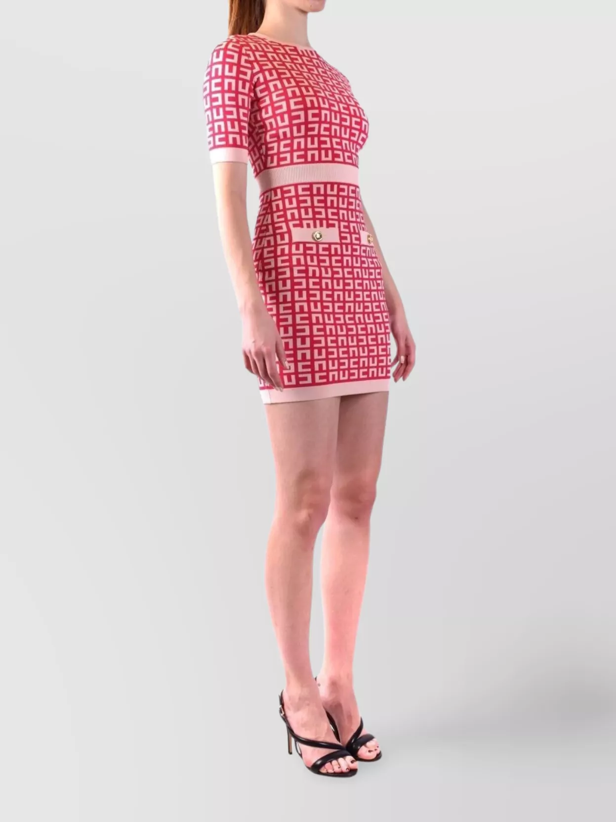 Elisabetta Franchi Crew Neck Fitted Silhouette Geometric Pattern Dress