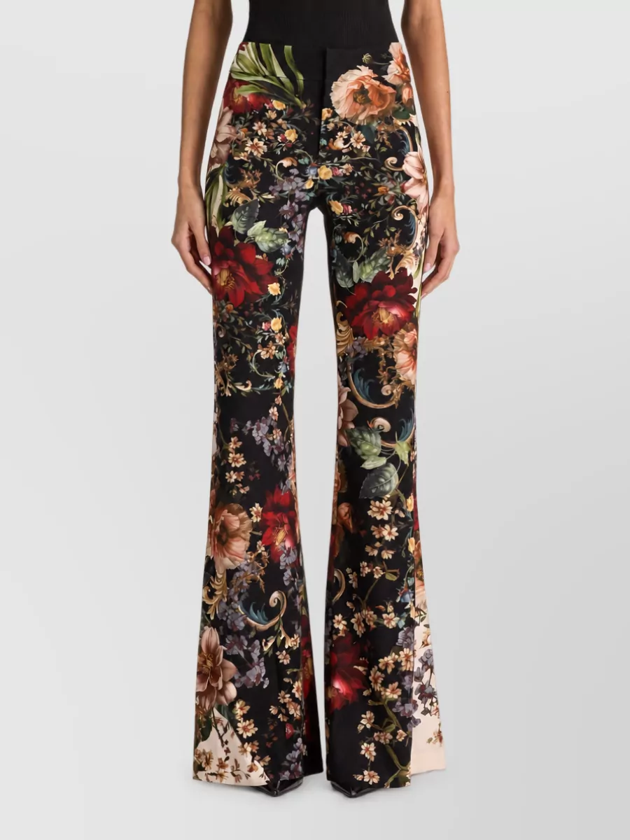 Alice + Olivia floral-print bootcut trousers