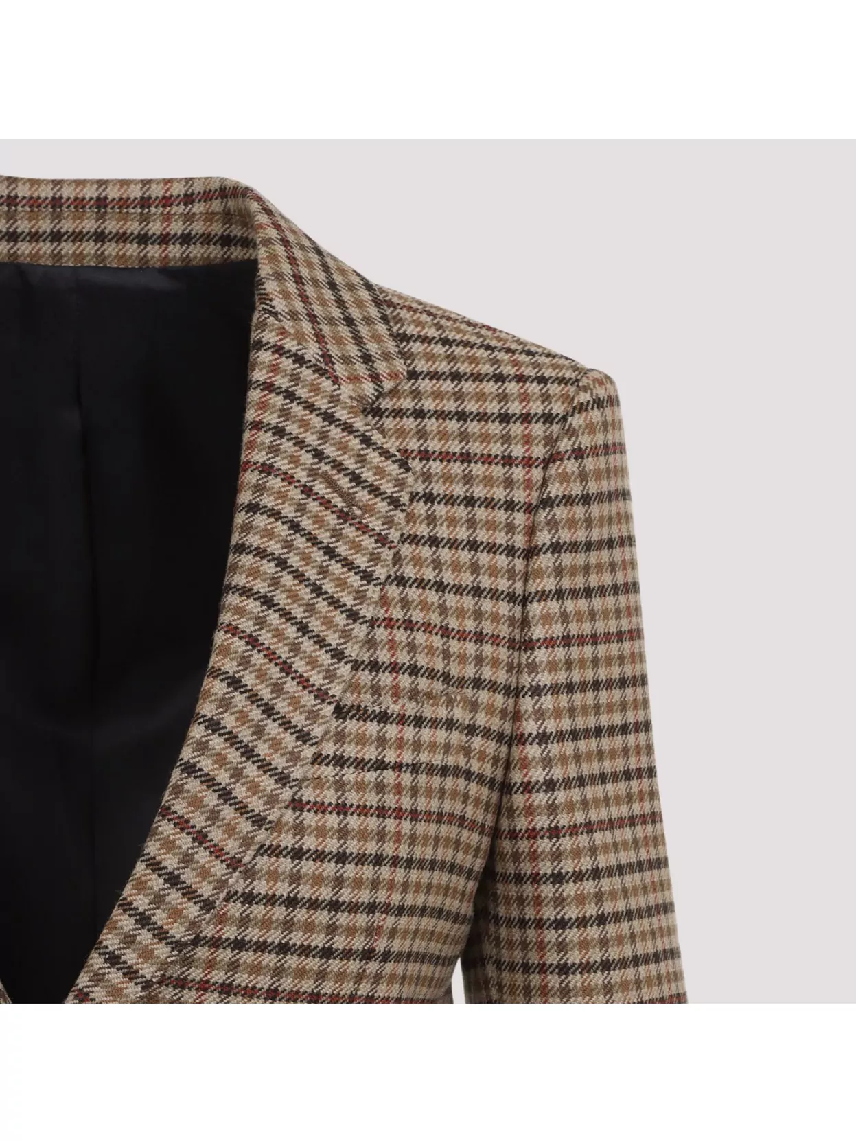 Celine Wool Checked Jacket Notched Collar In Metallic