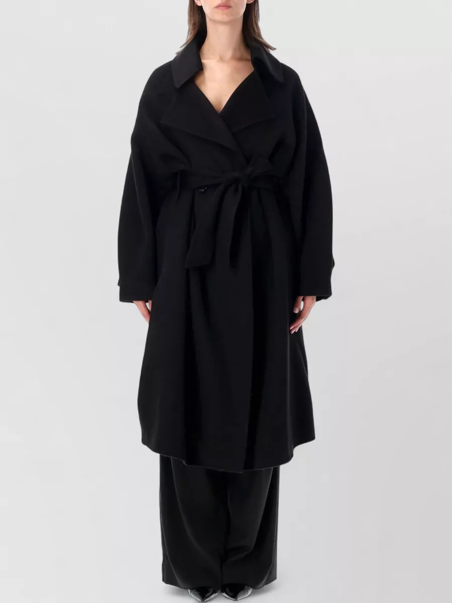 The Frankie Shop Wool oversized double-breasted belted trench coat