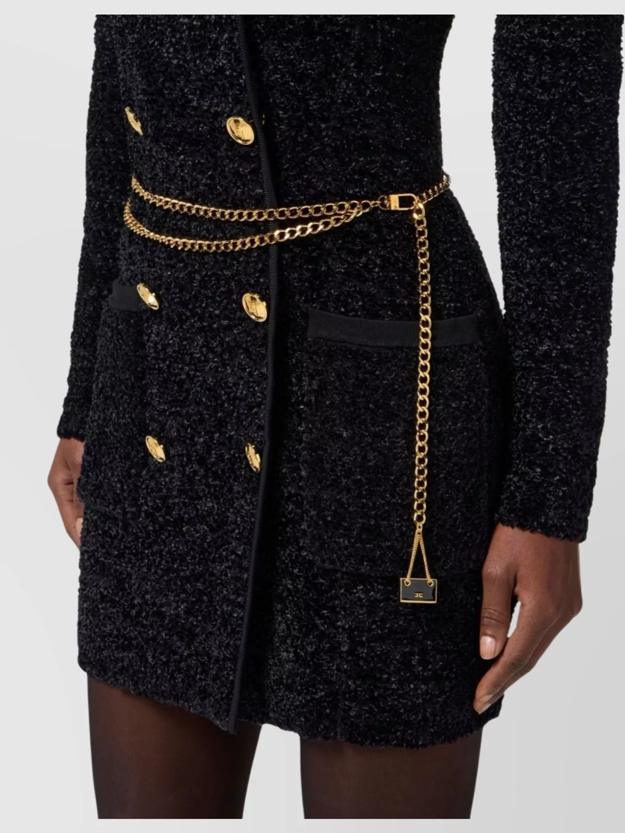 Elisabetta Franchi Double-Breasted Dress Featuring Chain Belt