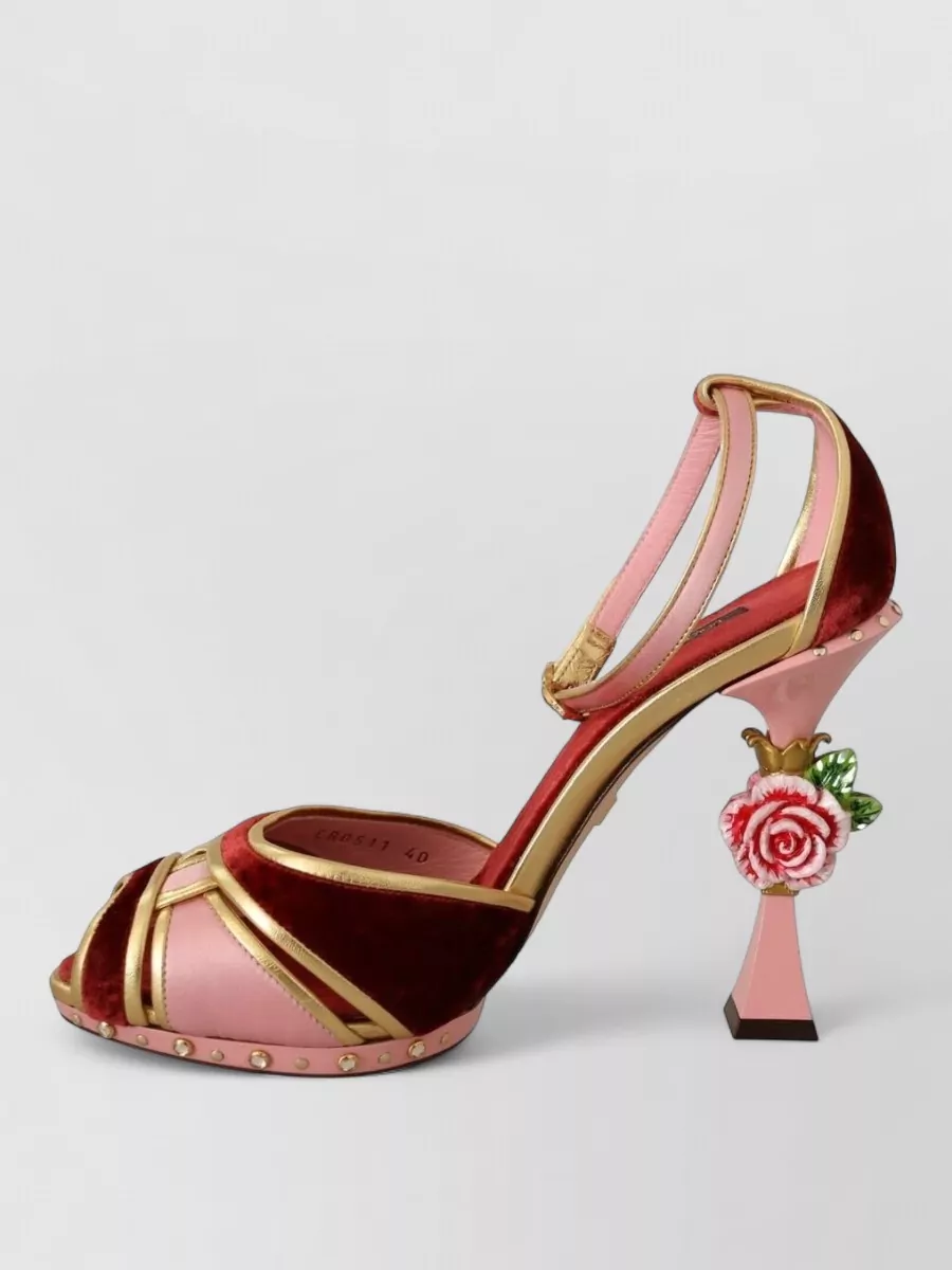 Dolce&Gabbana Velvet Leather Ankle-Strap High-Heel Sandals