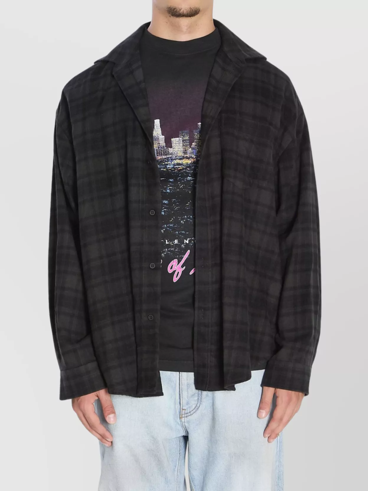 Balenciaga Layered Construction Shirt Featuring Patch Pocket