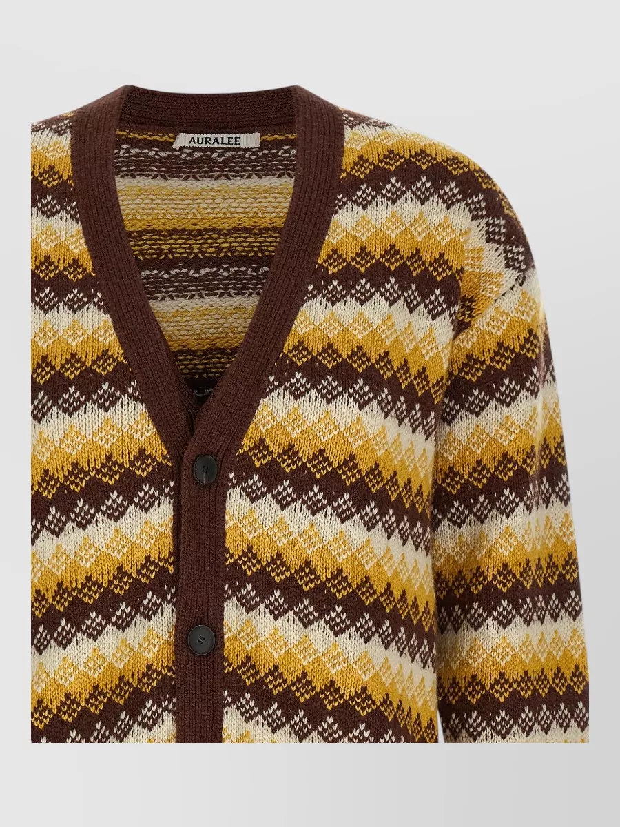 Auralee Cashmere Jacquard Cardigan