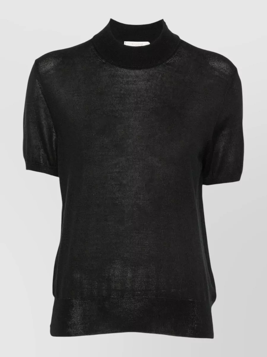 Zanone cashmere silk short-sleeve turtleneck top