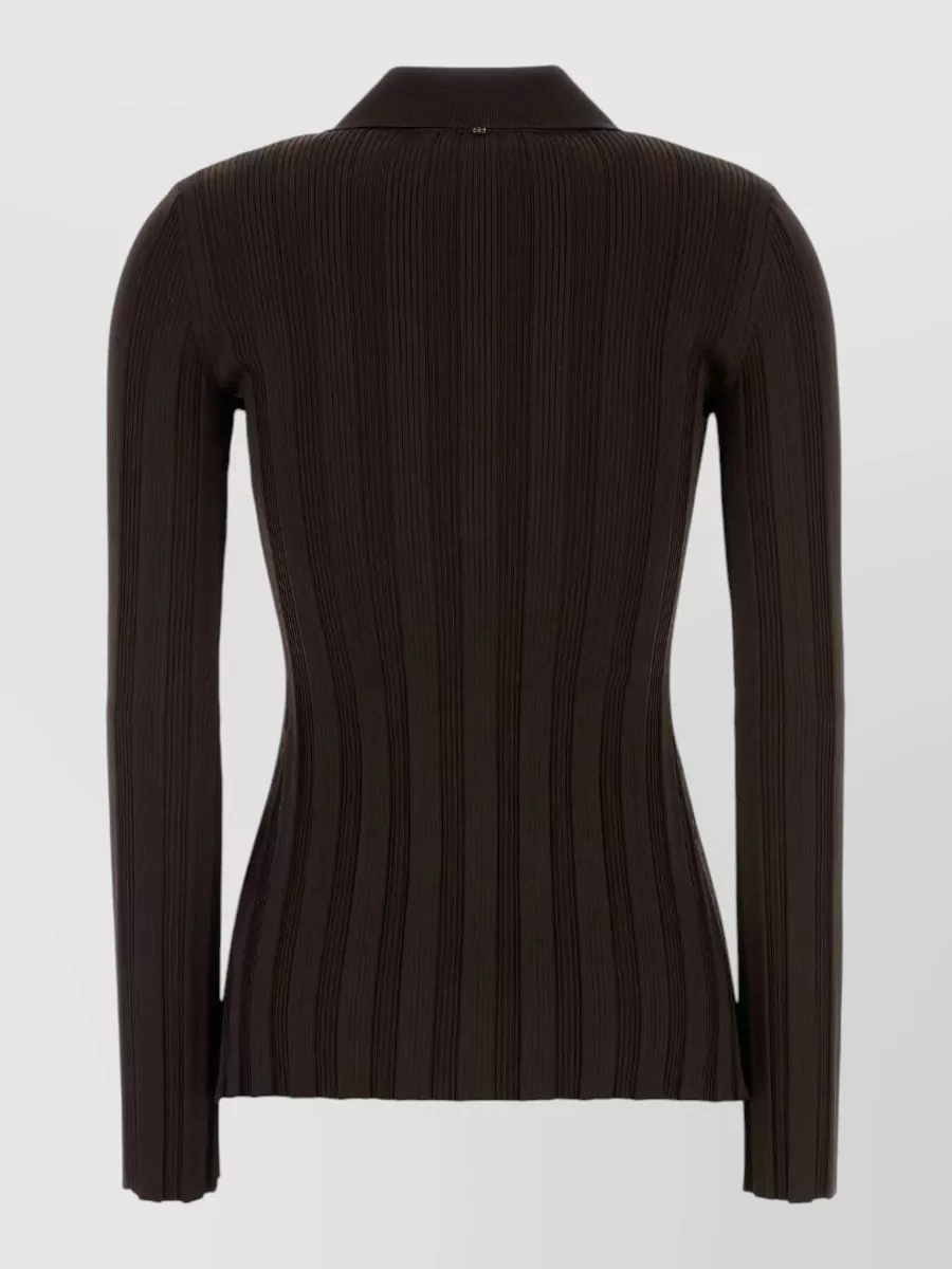 Sportmax Stretch Viscose Blend Cardigan With Long Sleeves In Brown