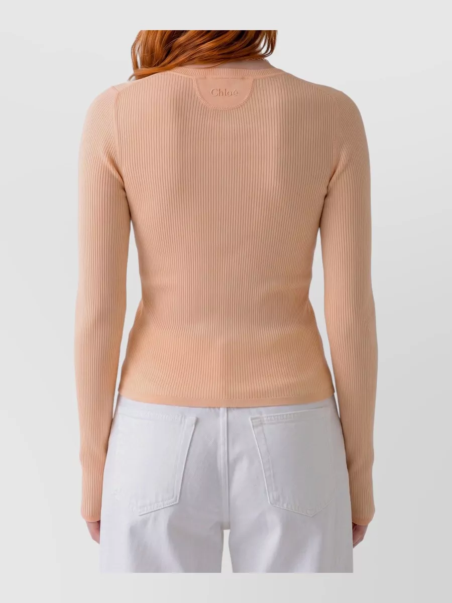 Chloé Wool Ribbed Long-Sleeve Knitted Top