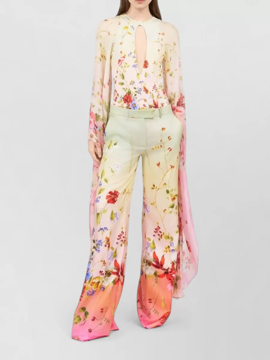 Roberto Cavalli Silk Straight-Leg Wide-Leg Trousers