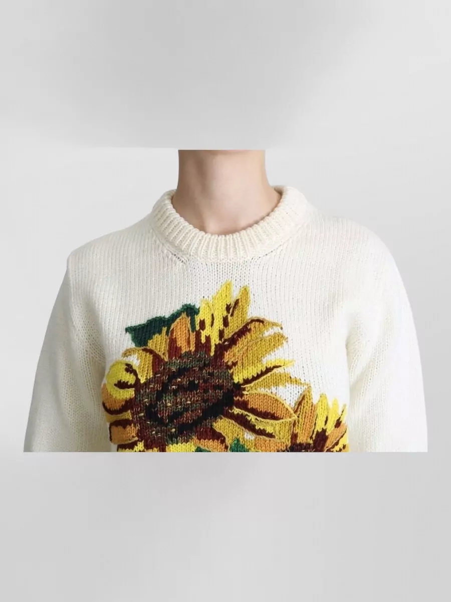 Dolce&Gabbana Cashmere Wool Floral-Embroidered Sweater