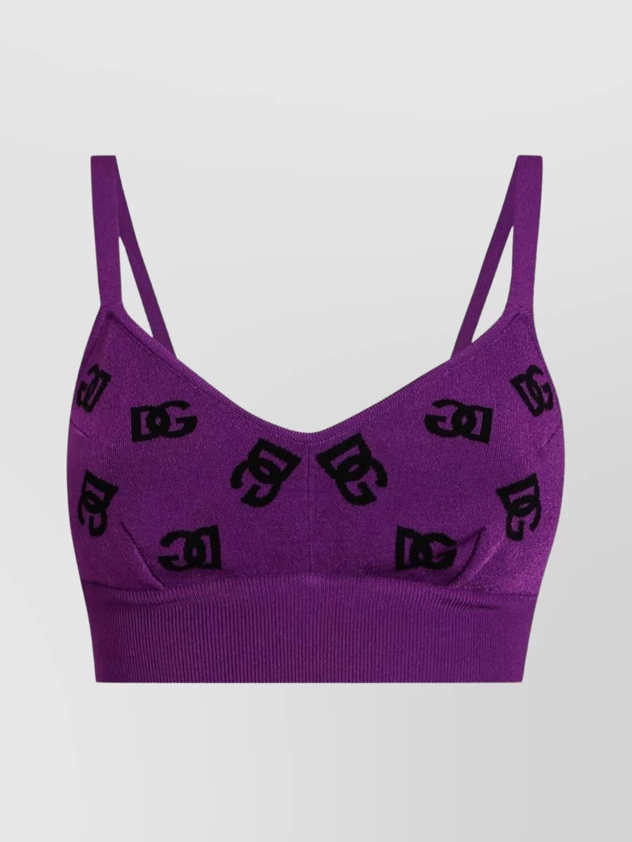 Dolce & Gabbana Viscose Bra Top With Dg Jacquard Logo In Purple