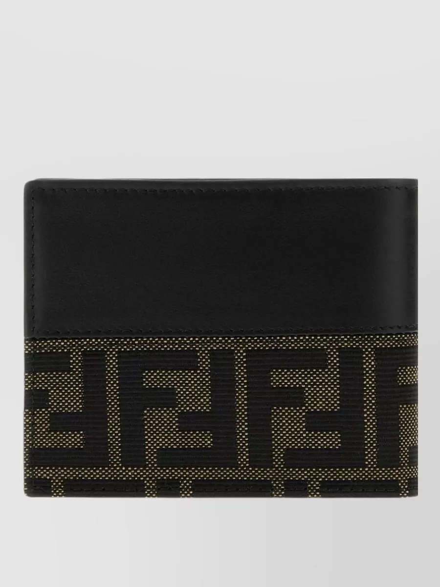Fendi Leather ff jacquard bifold wallet