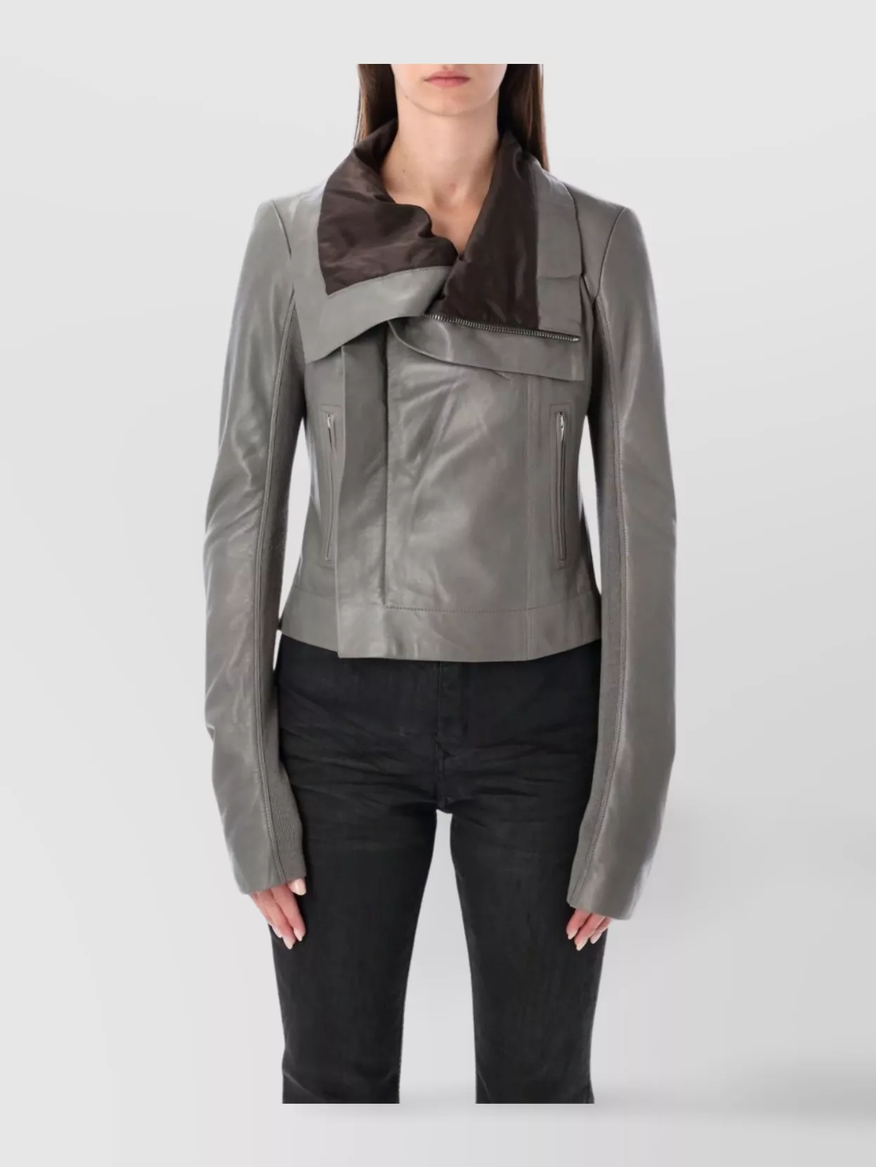 Rick Owens Biker Jacket With Long Sleeves And Collar