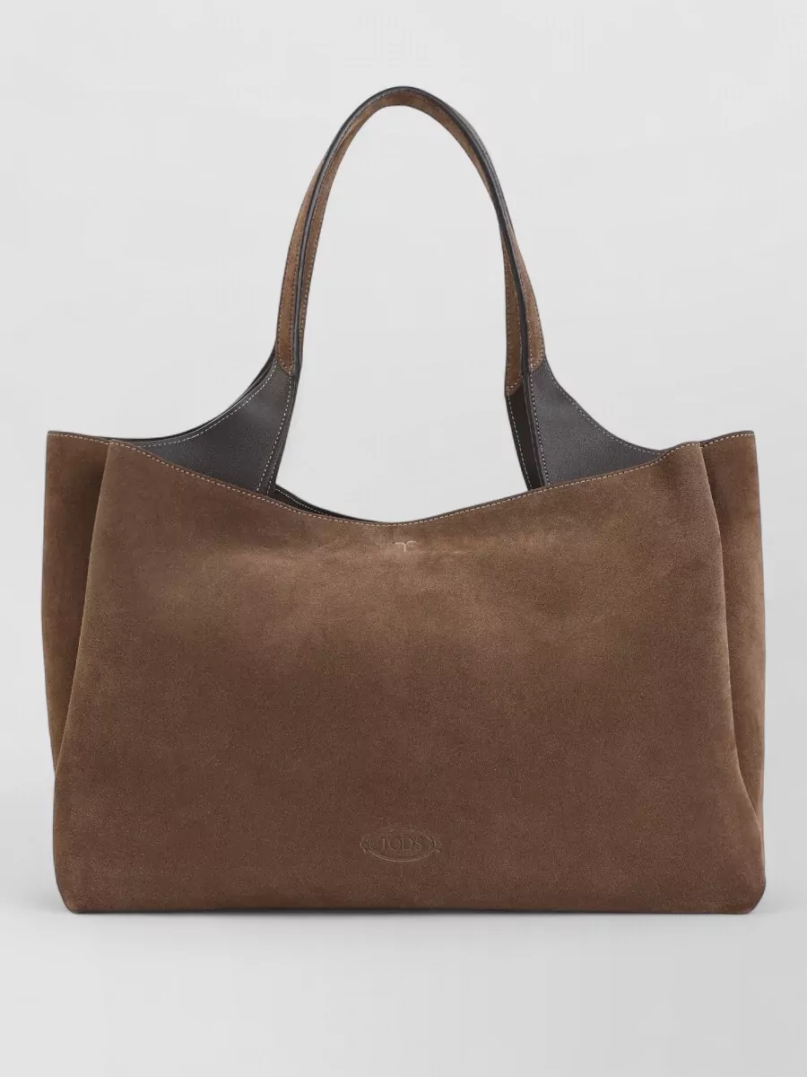 Tod's T Timeless Medium Suede Leather Tote Bag