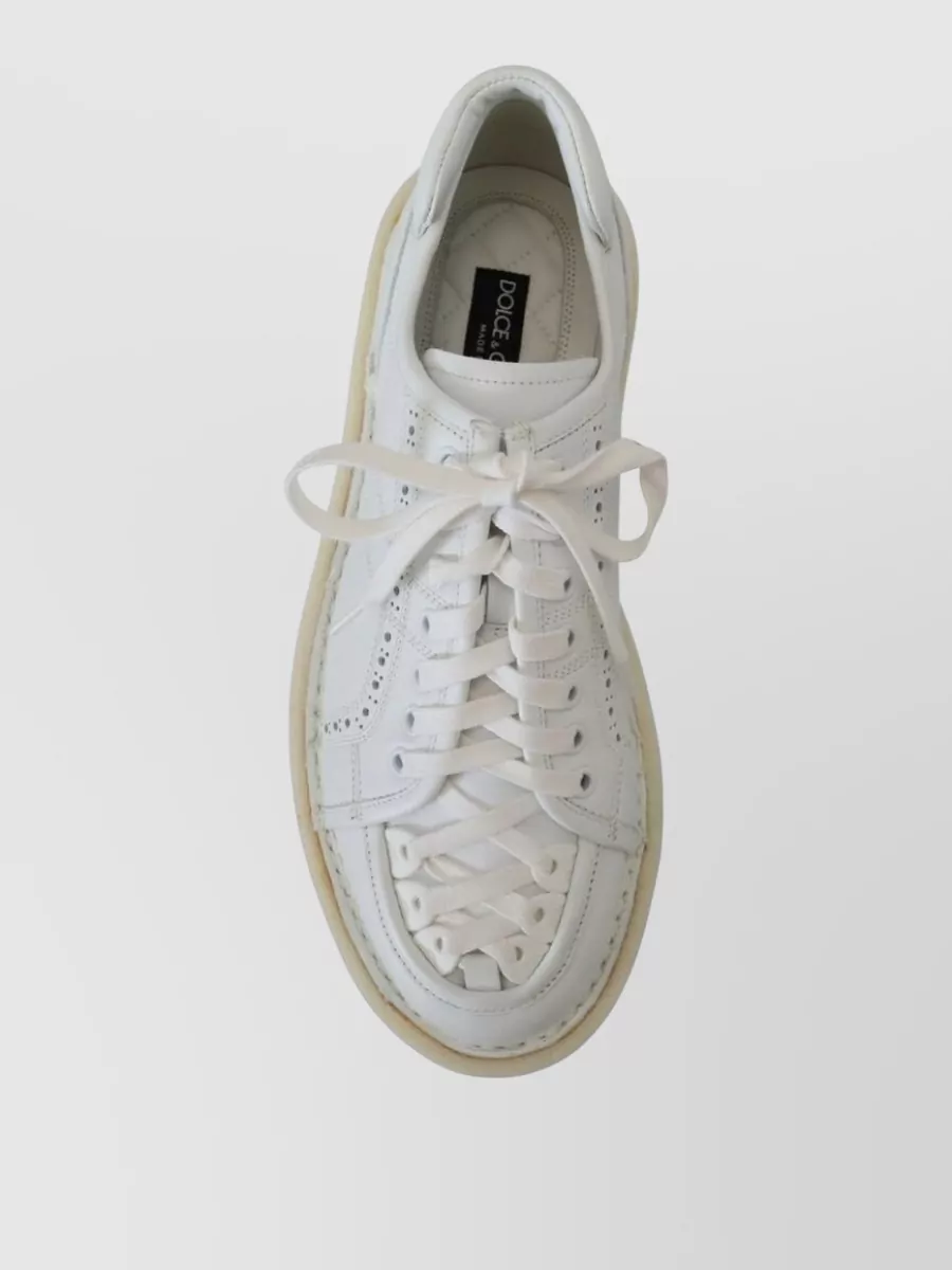 Dolce&Gabbana Leather Low-Top Lace-Up Sneakers