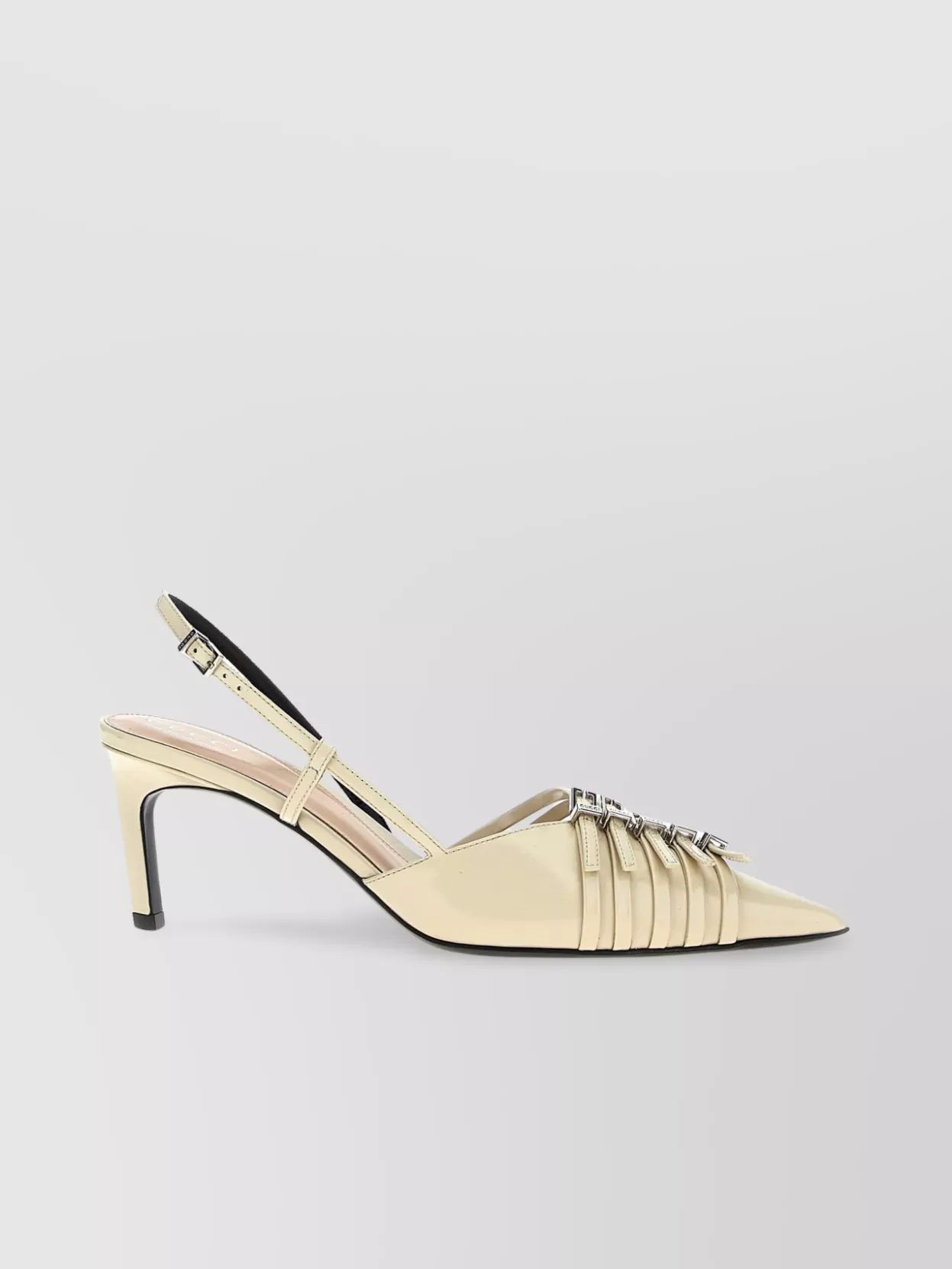 Gucci Pointed Toe Strappy Mid Heel Pumps With Buckle