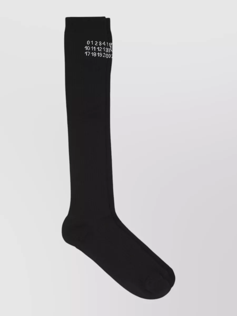 Mm6 Maison Margiela Ribbed Knee-High Logo Socks