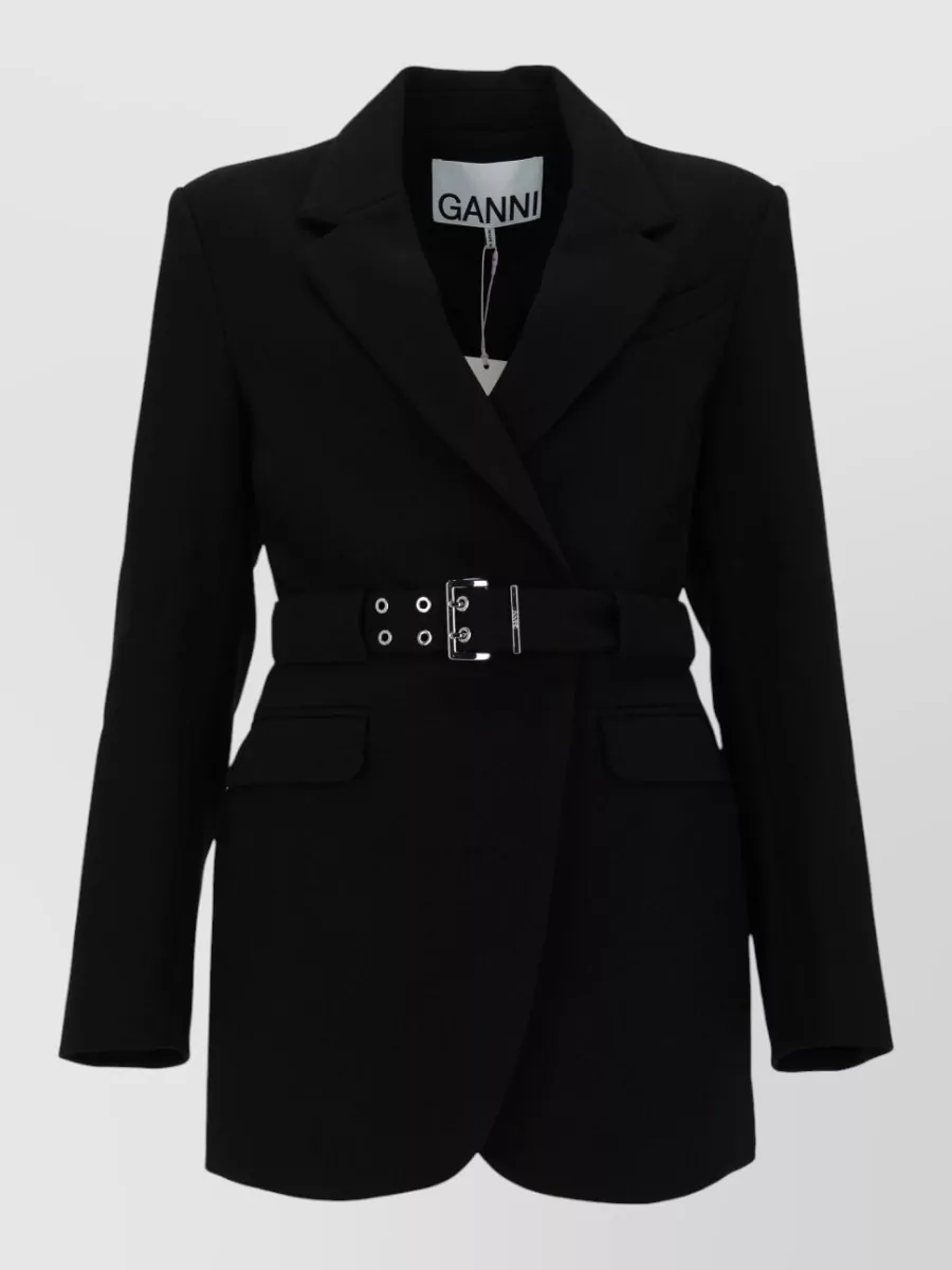 Ganni Crepe Belted Blazer