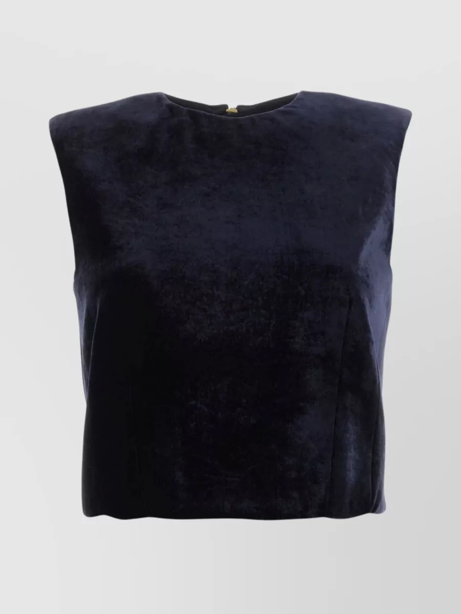 Shop Fendi Velvet Sleeveless Cropped Top In Black
