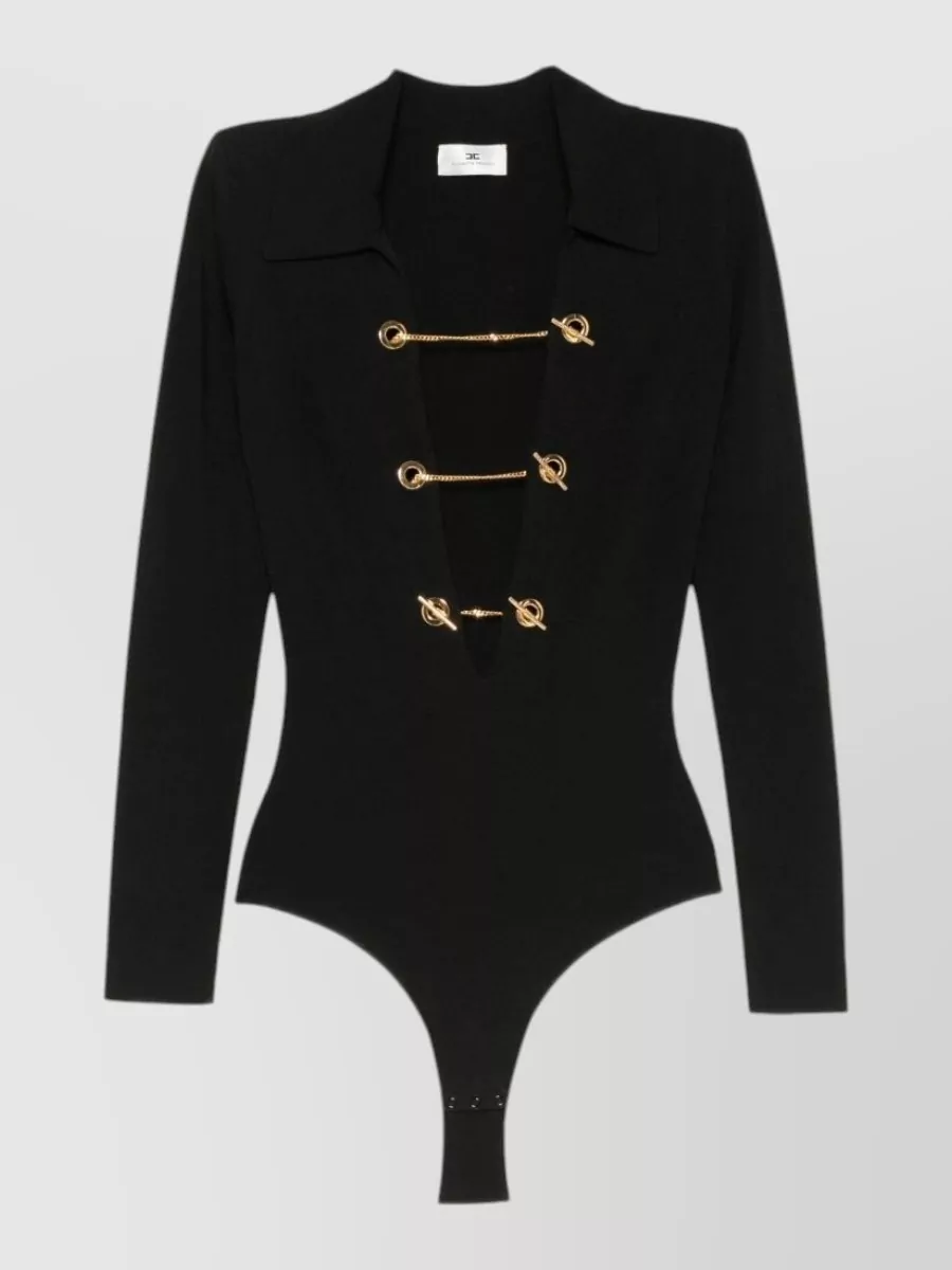 Elisabetta Franchi Ribbed cutout bodysuit
