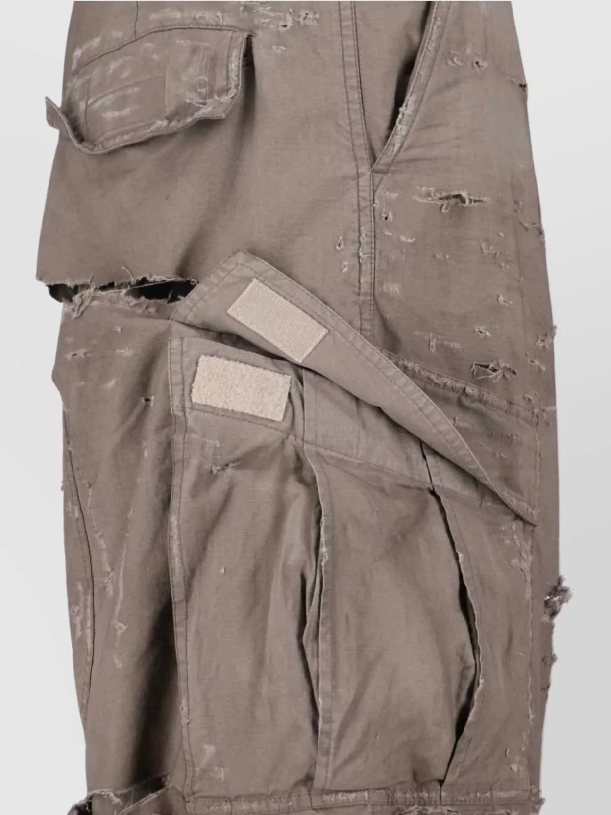 Balenciaga Wide Leg Cargo Trousers With Distressed Hem