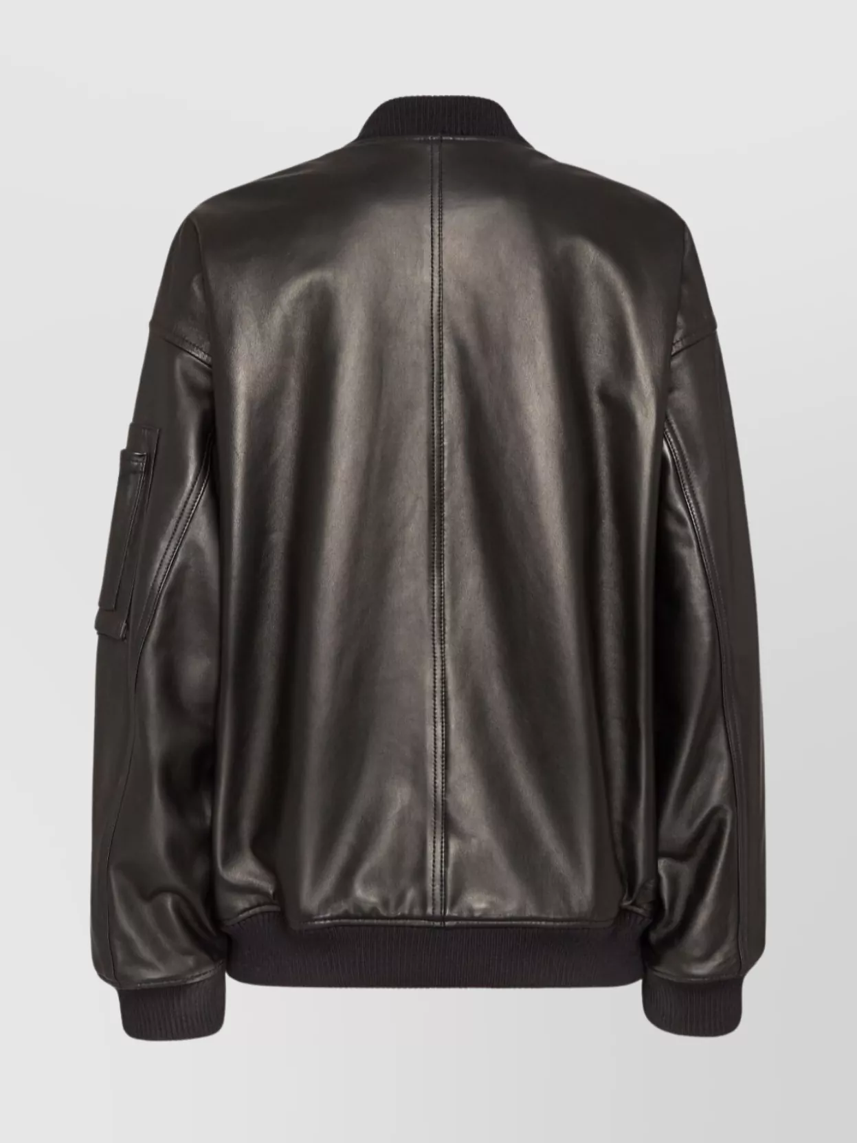 Dsquared2 Leather Bomber Jacket With Ribbed Finish In Black