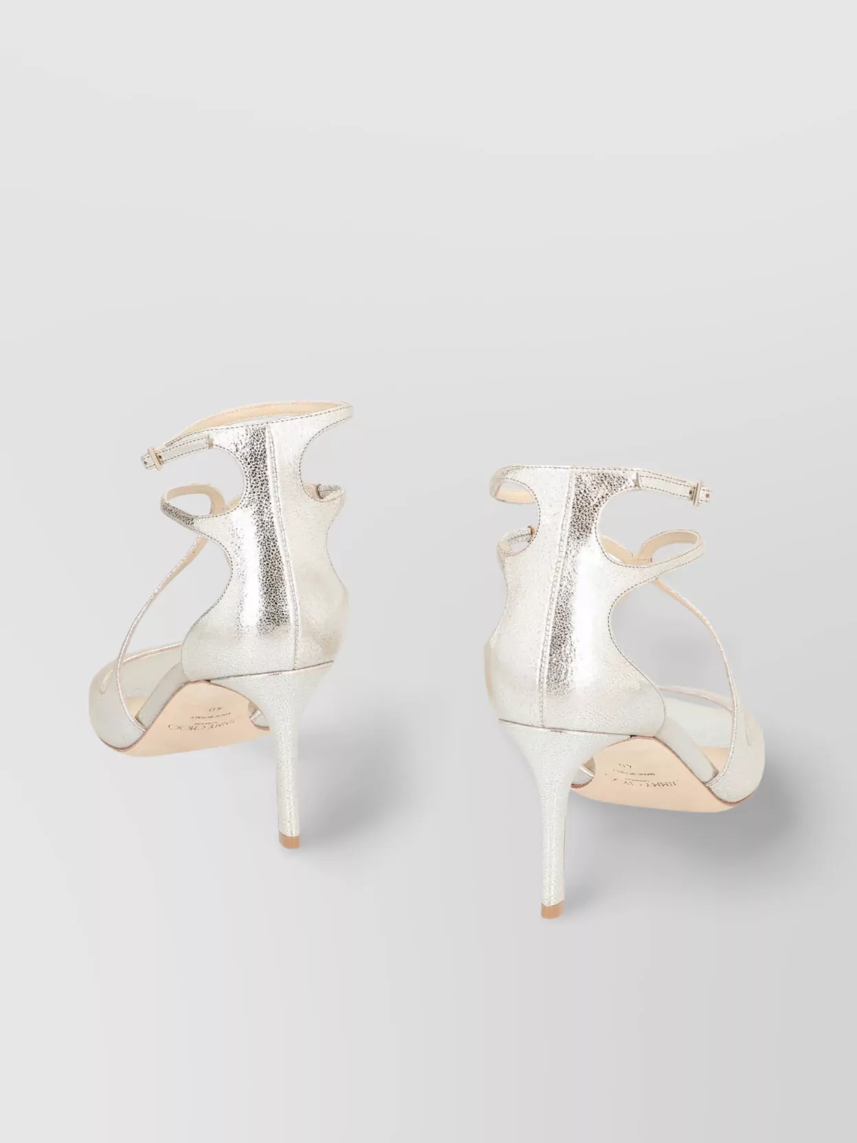 Jimmy Choo Leather Sandals With Metallic Finish And Stiletto Heel