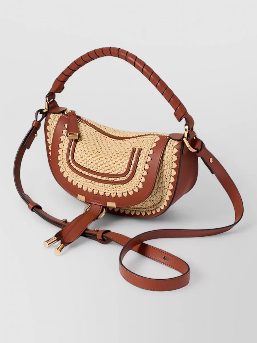 Chloé Marcie Mini Raffia-Effect Clutch Bag